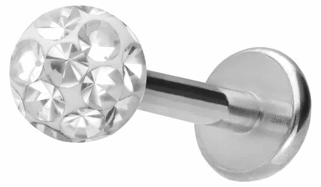 Ohrpiercing, Nasenpiercing Titan Labret mit Innengewinde EPOXY-KUGEL Silber Stablänge: 8mm + Stabstärke: 1,2mm + Kugelgröße: 3mm