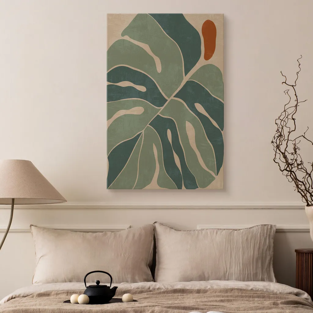 Quadro Moderno Sala da Pranzo Foglie Tropicali Boho 70x100 cm - 5