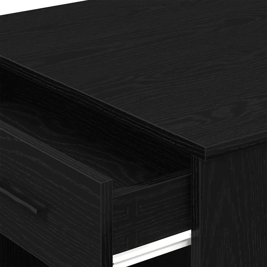 SYFAX™ Scrivania con Cassetto e Ripiano Rovere nero Legno Multistrato - 8