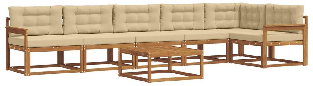 Saisonschlussverkauf -Outdoor-Sofa garnitur moderne - Balkonmöbel/Gartenlounge-Set - robust und langlebig - mit Kissen 7 pcs Natur und Beige - Gar...