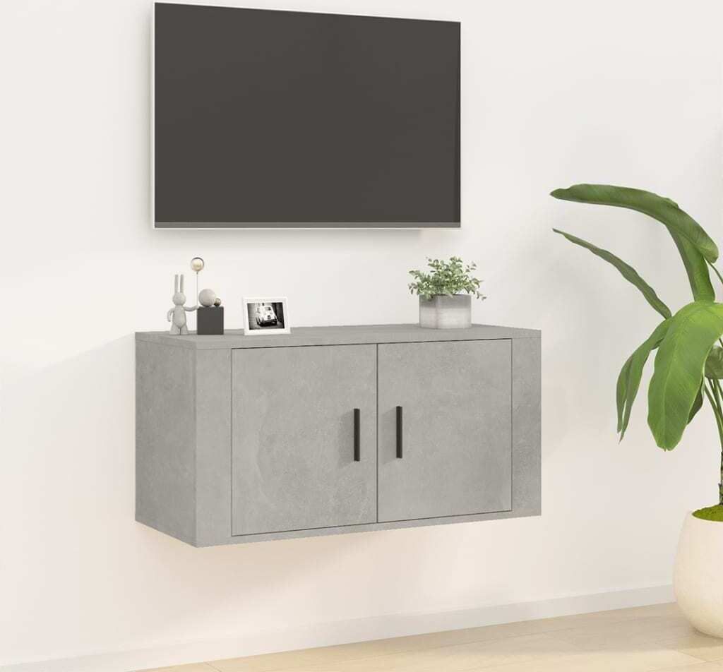 The Living Store TV-Wandschrank Betongrau 80x34,5x40 cm