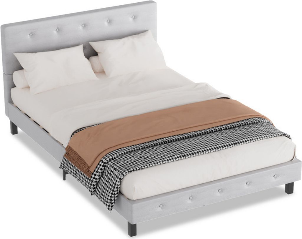 Jopassy Bettgestell robustes Bettgestell Lattenrost Maximale Tragfähigkeit 350 kg für Jugendbett Stoff in grau 140*200CM