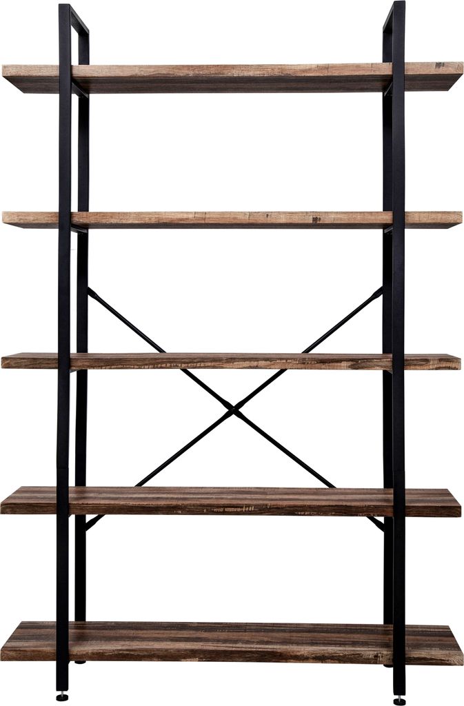 VDD Hängeschrank Stabiles Metall Holz Industriedesign offenes Bücherregal 178 cm hoch schwarz