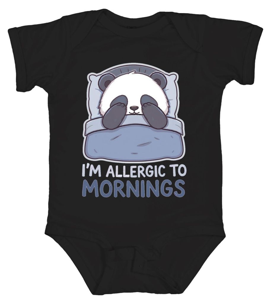 I'm Allergic To Mornings Panda sleeping pillow bed lazy cute Unisex Baby Body, Schwarz, 6/12
