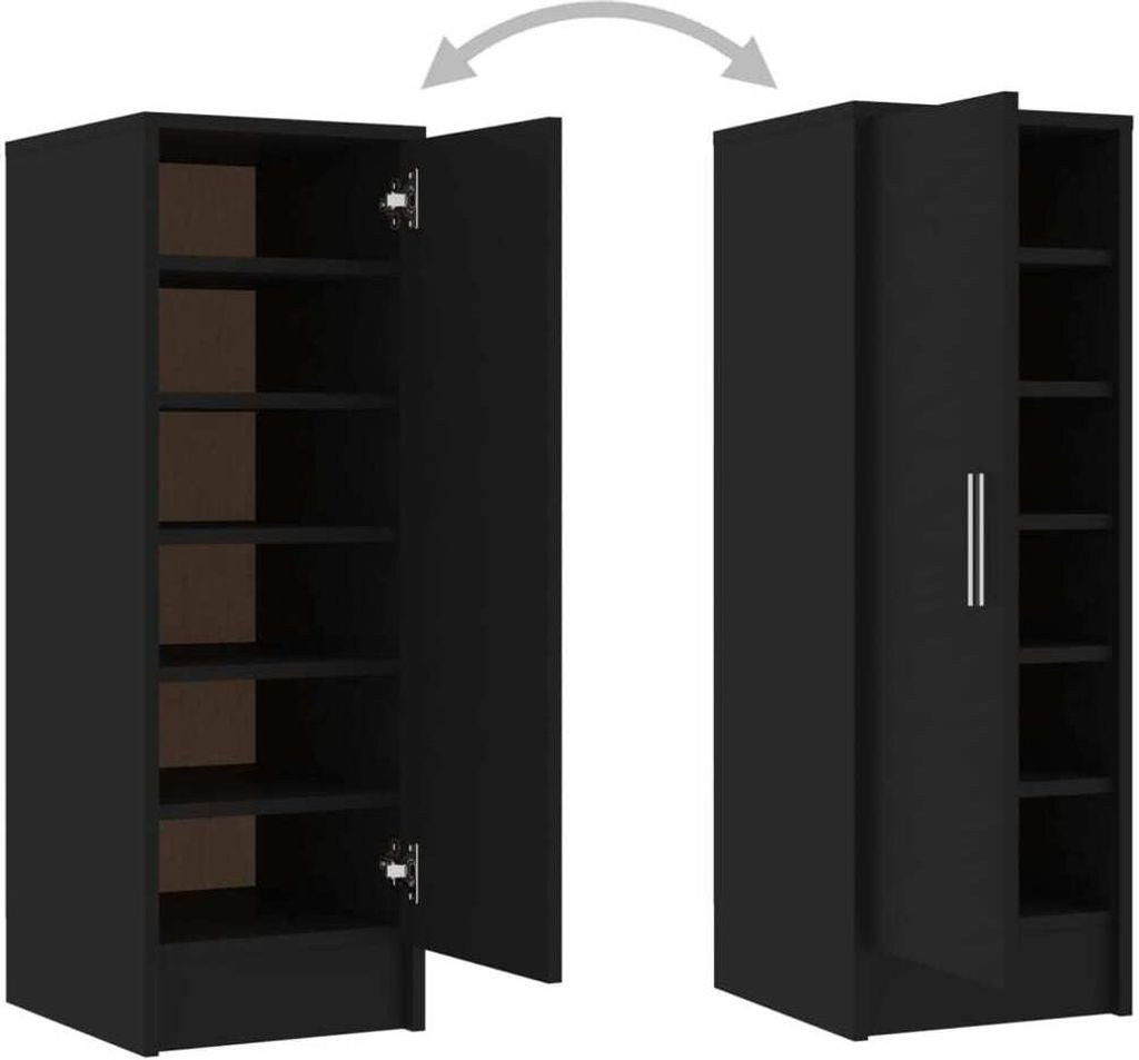 vidaXL Skriňa na topánky čierna 32x35x92 cm Materiál drevo Obrázok produktu 6