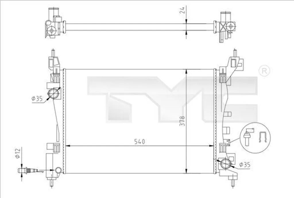 Radiateur Moteur TYC 725-0044-R pour Adam et Corsa D E OE 13249566