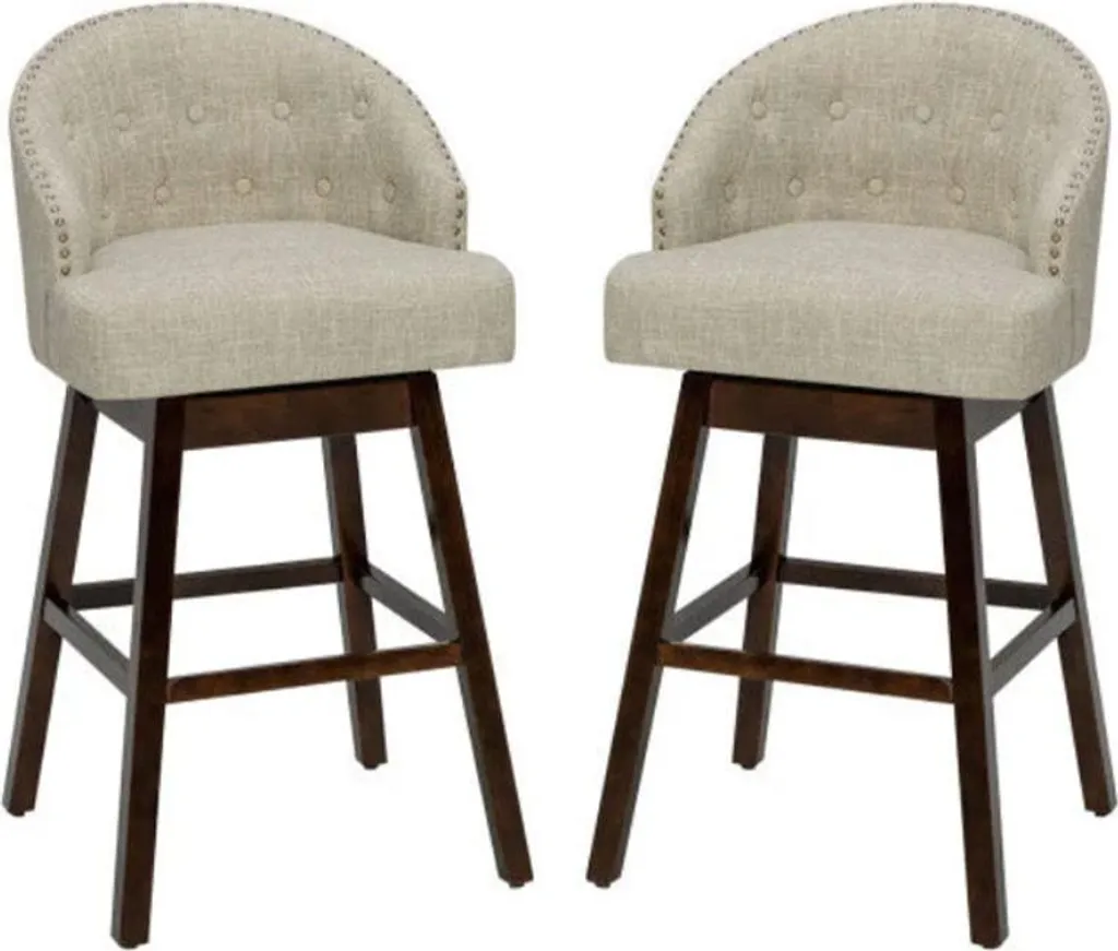 Chaises de Bar Pivotantes Lot de 2 Design Moderne Marron et Beige Chic