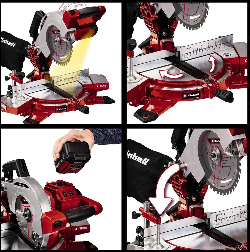 Scie Circulaire à Onglets 210mm Einhell TE-MS 18/210 Li Solo Compacte 18V - 33