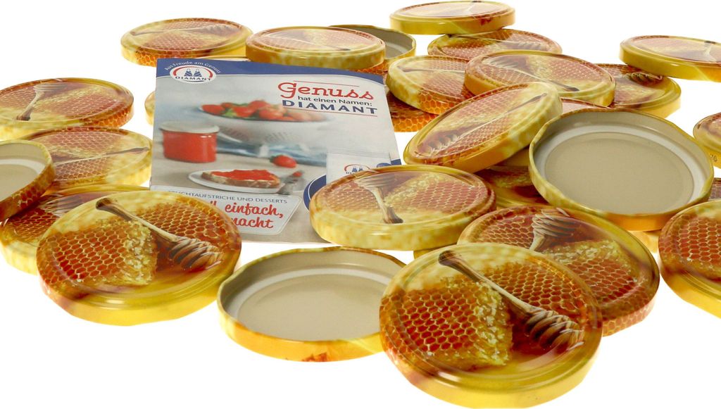 50er Set Deckel TO 82 mit Honigwabe passend für MamboCat Gläser 230ml 350ml 435ml Einmachgläser