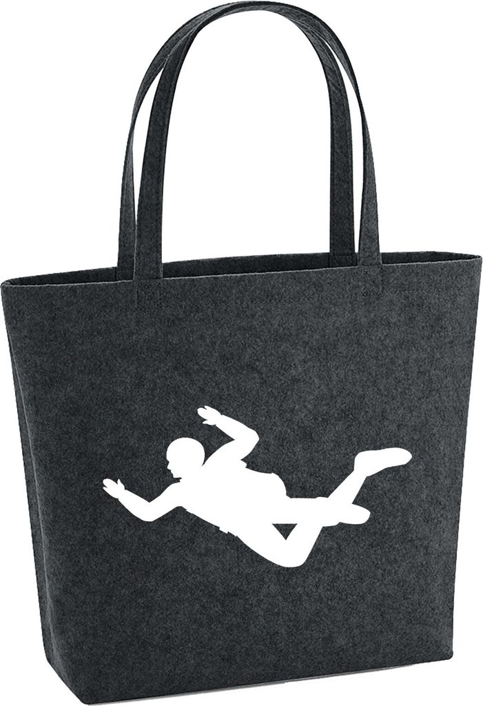 Huuraa Filzshopper Skydiving Silhouette 22 Liter Charcoal Melange Filztasche Geschenkidee