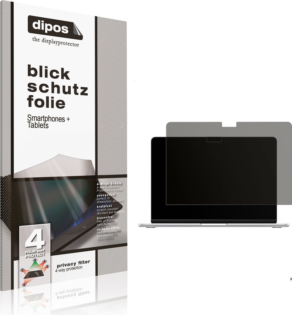 Blickschutzfolie für Apple MacBook Air 13 Zoll M4 2025 matt Schutzfolie Folie Display Schutz dipos