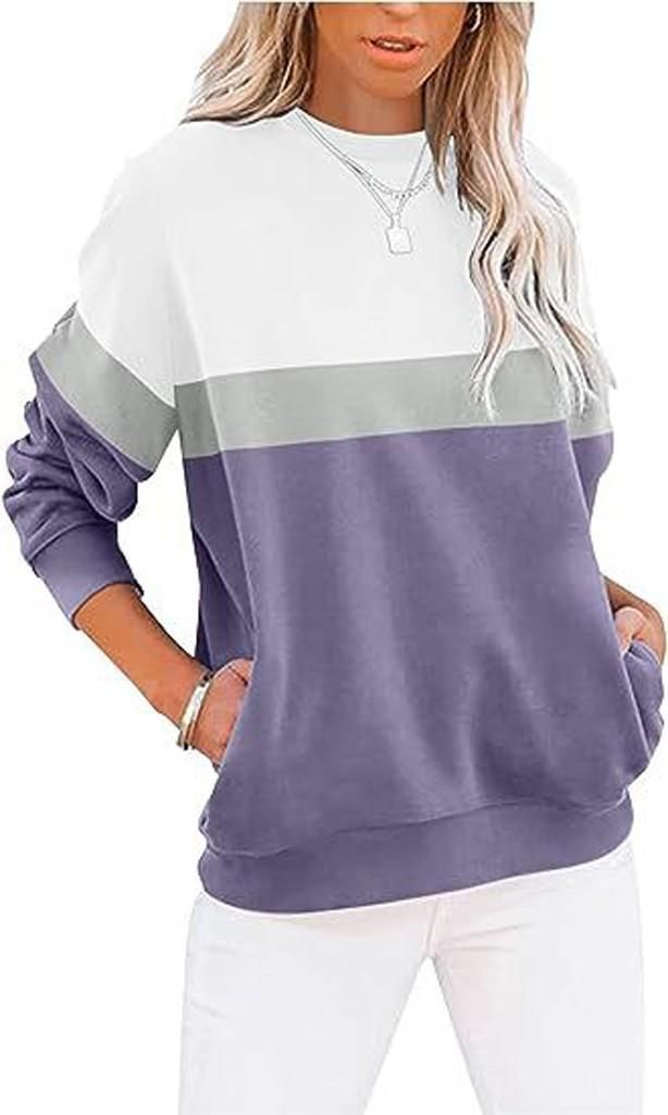 ASKSA Damen Pullover Rundhals Langarm Sweatshirt Casual Produktbild 