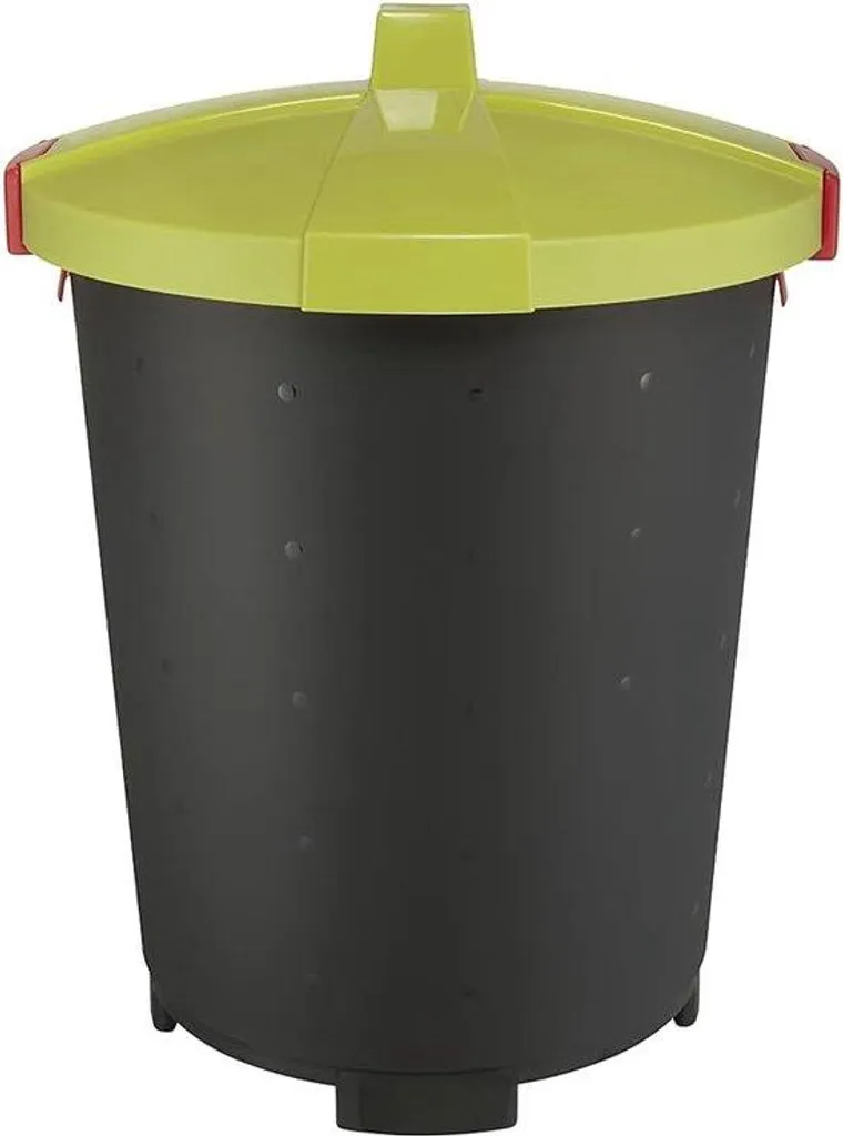Poubelle de cuisine 45 litres gain de place noire avec couvercle plat
