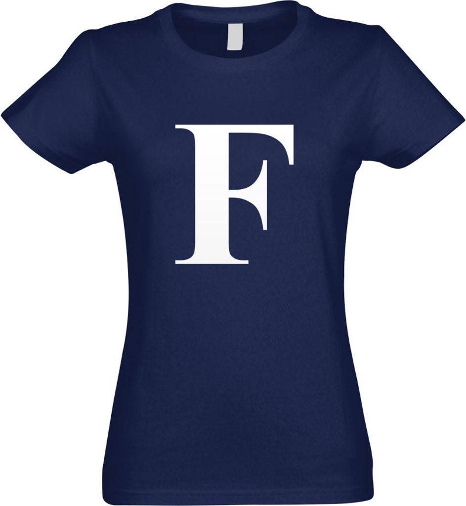 Kiwistar - T-Shirt tailliert - Damen - Navy - Buchstabe F - Alphabet - mit Motiv Bedruckt - Funshirt Design - Sport - Freizeit - Damen - S