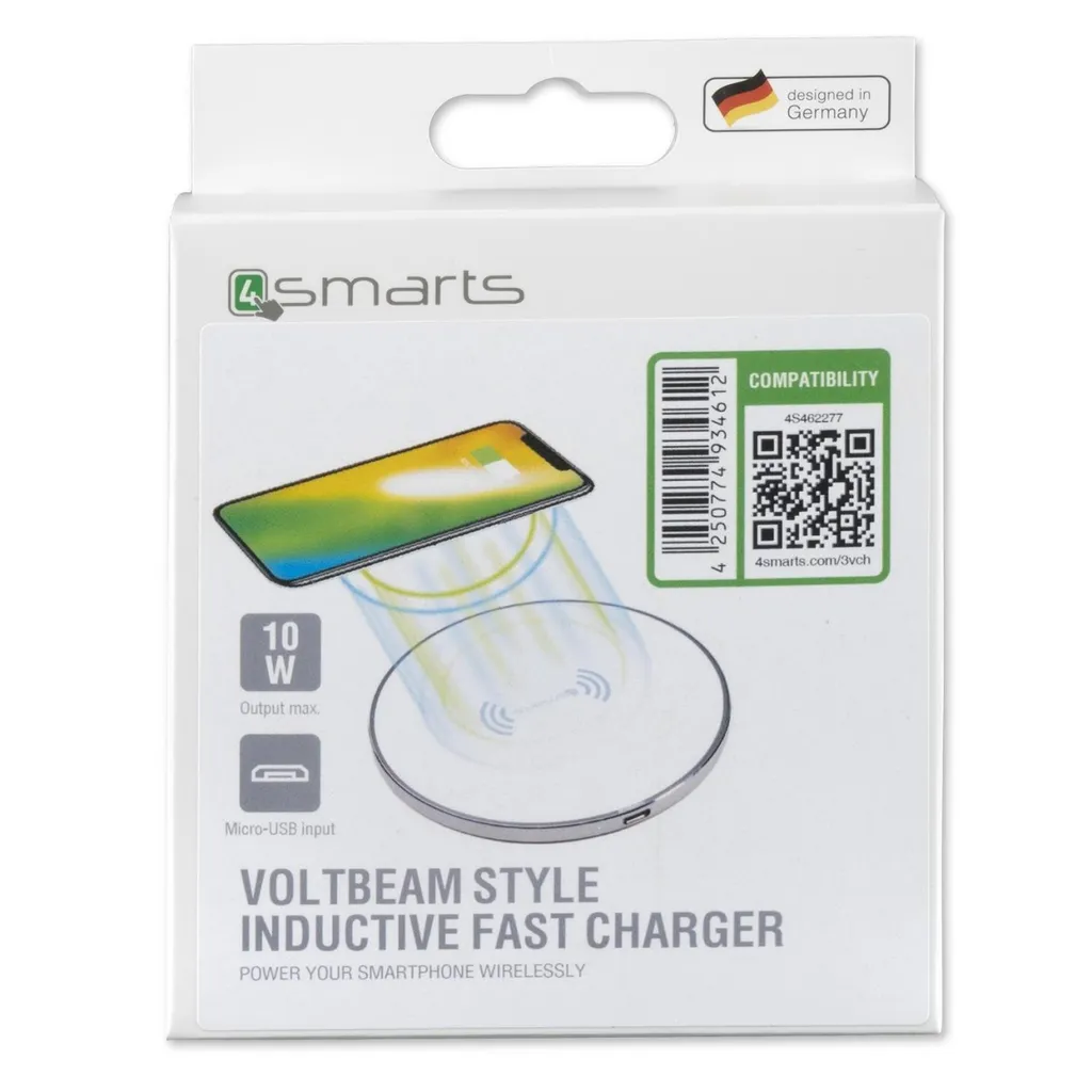 Chargeur Induction 10W VoltBeam Style Blanc Design Ultra-Fin Rapide