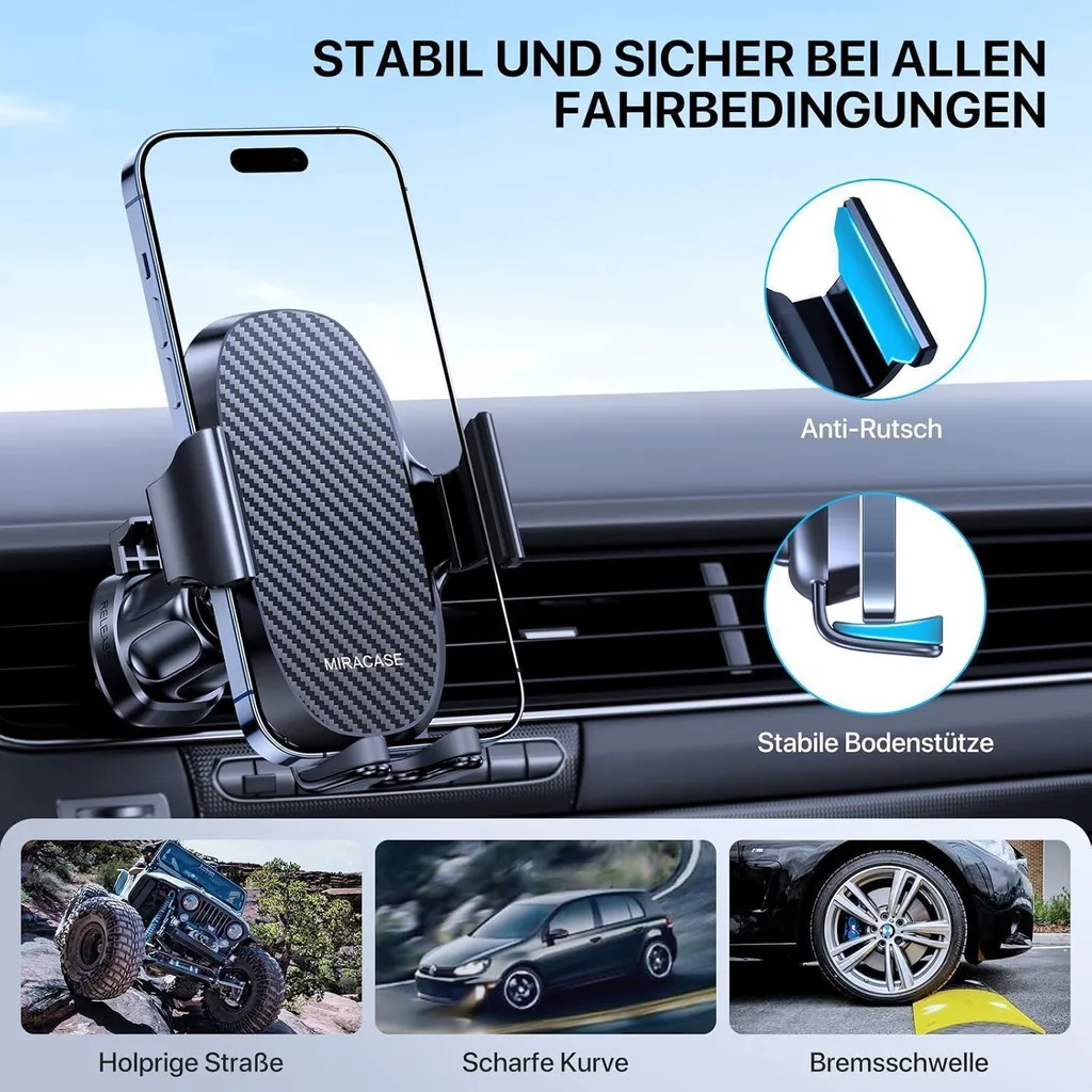 Supporto Smartphone Auto Miracase Grigio - Uso Intensivo iPhone/Samsung - 3