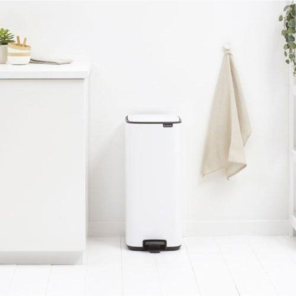 Brabantia Bo Pedal Bin, 30 l, Rechteckig, Stahl, Weiß, Produktbild 