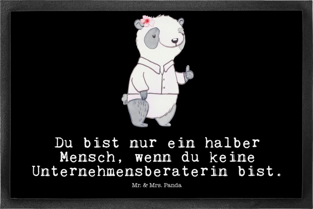 Mr. & Mrs. Panda Schmutzmatte Unternehmensberaterin Herz 50 x 75 cm - Schwarz - Geschenk, fußmatte, Schmutzfangmatte, Schuhabstreifer, Eingangsmat...