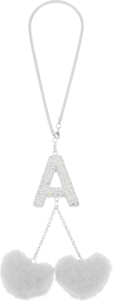 1 Stk. Metallimitat Strassimitat Diamant Buchstabe A Herzform Haarball Anhänger Auto Rückspiegel Anhänger Zubehör Auto Hängeschmuck Weiß