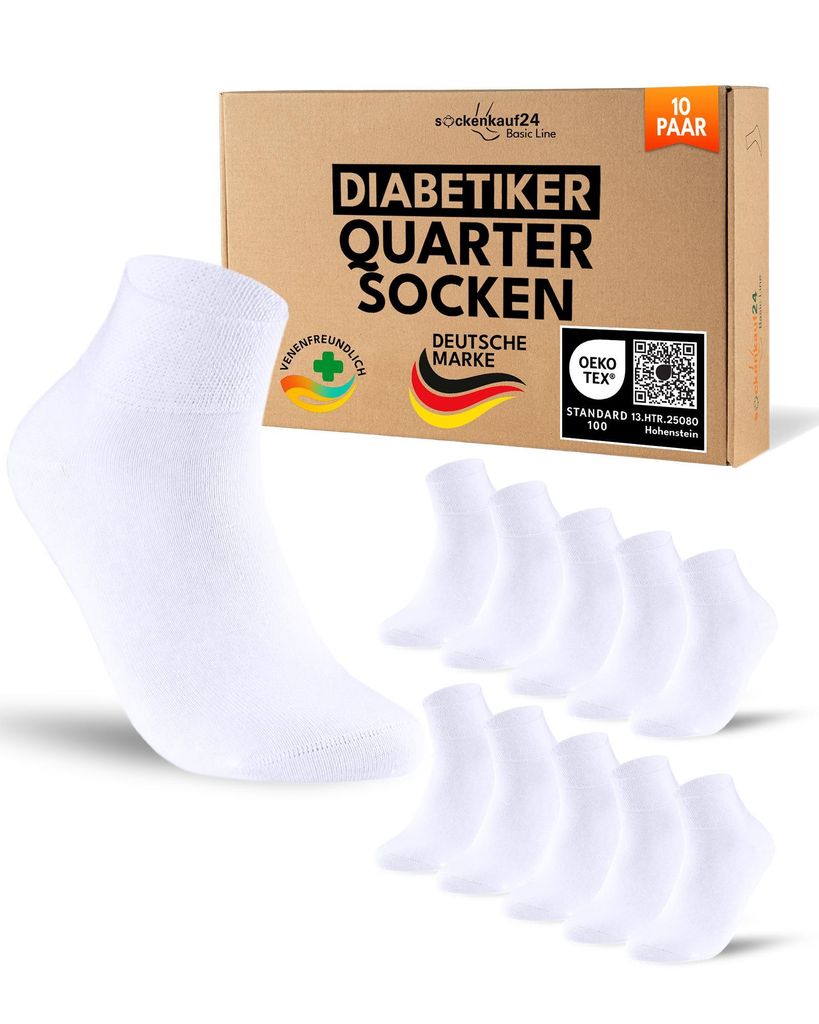 Diabetikersocken Herren Damen kurz ohne Einschneiden - Produktbild 