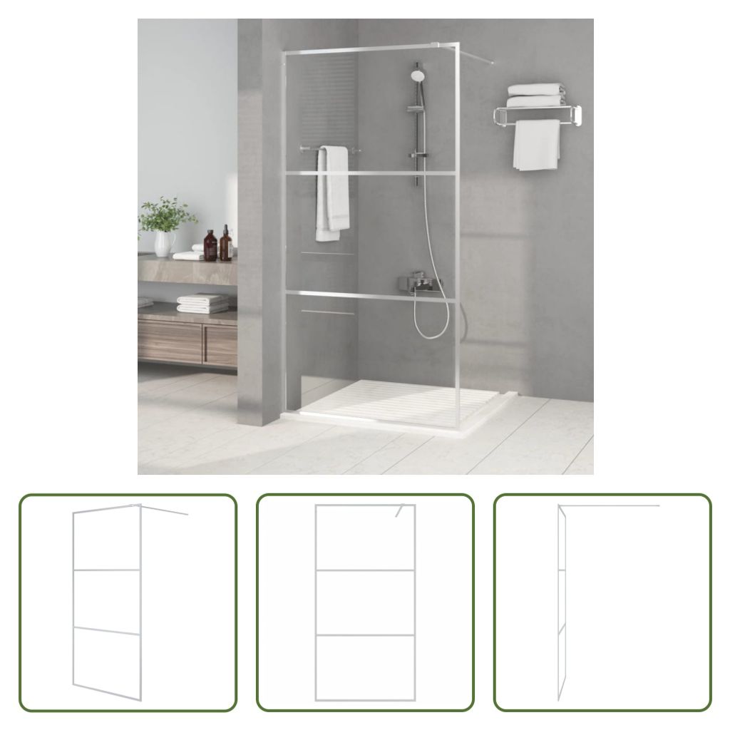 The Living Store Duschwand für Begehbare Dusche Silbern 100x195 cm ESG-Klarglas