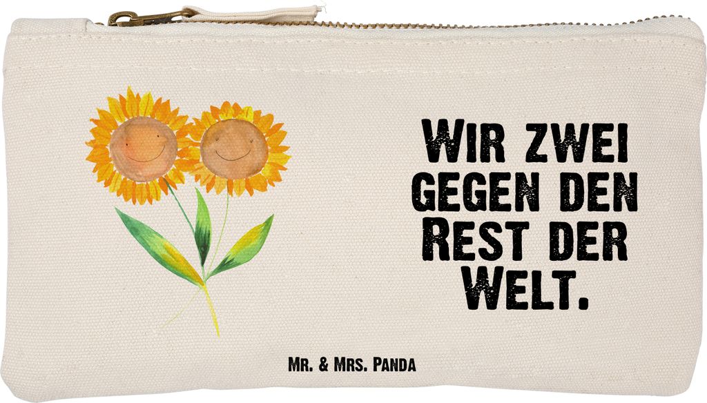 Mr. & Mrs. Panda Federtasche Blume Sonnenblume Größe S Klein - Weiß - Geschenk, Pouch, Kulturtasche, Garten, Schlampermäppchen, Beauty Bag, kos...