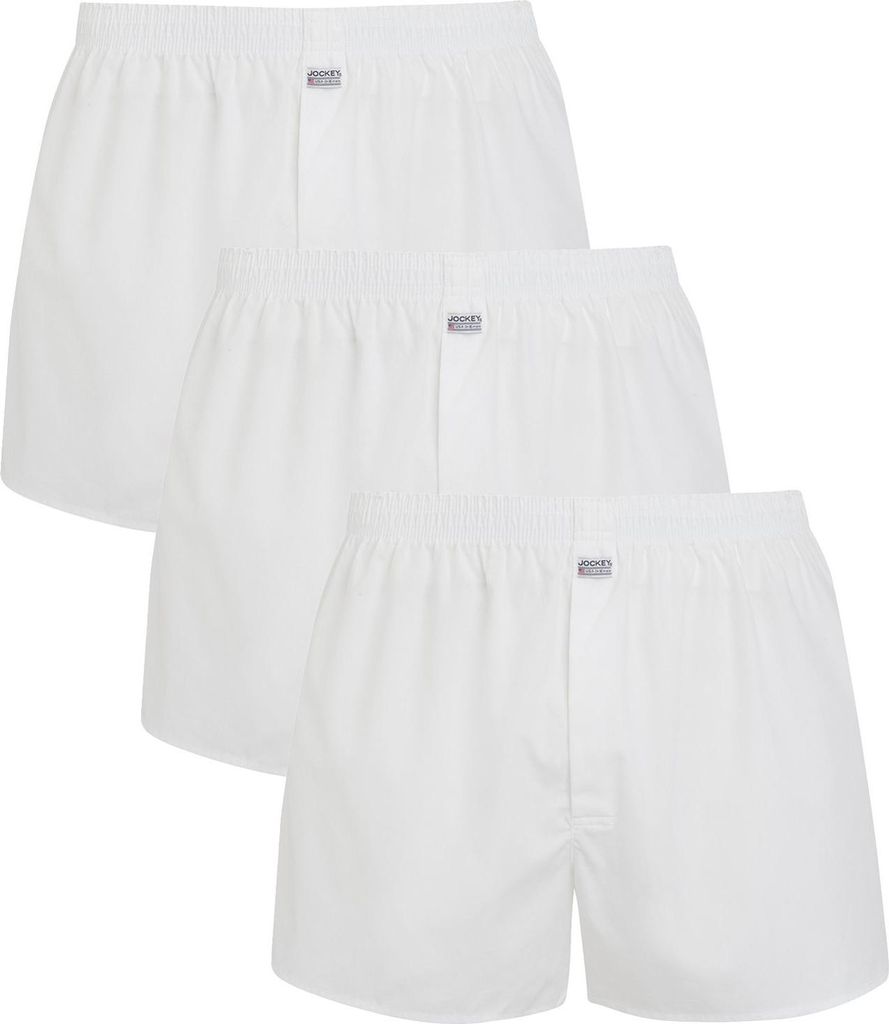Jockey Herren Web-Boxershorts, 3er-Pack – Everyday Woven Boxer Shorts, verdeckter Eingriff Weiß M