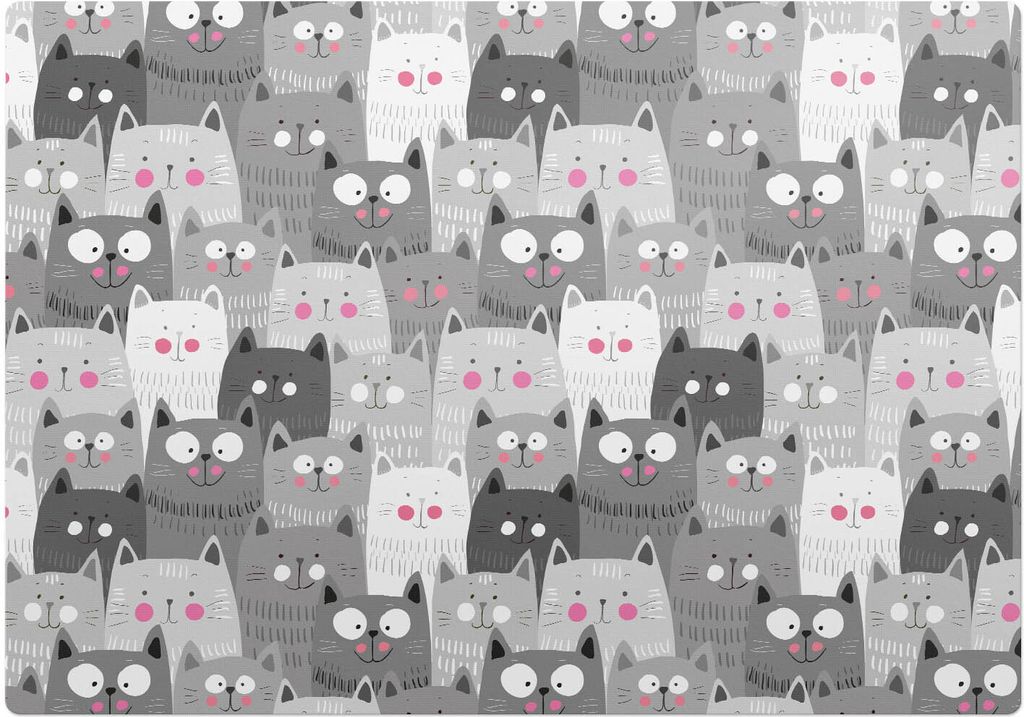 Entzückende Katzen Nahtloses Muster – Bodenschutzmatte – Rutschfest – Schutzmatte für Büro – Vinylmatte – Stuhlunterlage –100 x 70 cm