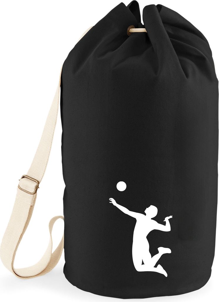 Huuraa Seesack Volleyball Silhouette 20 Liter Black Baumwolle Rucksack Geschenkidee