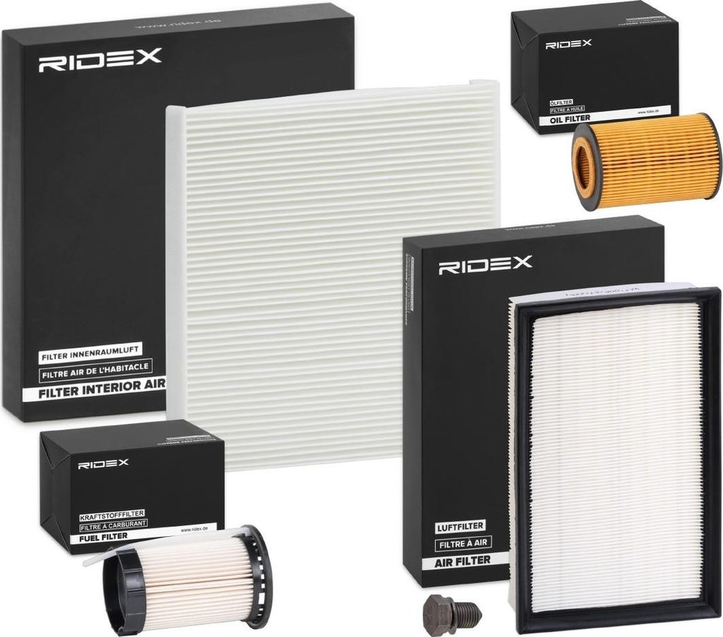 RIDEX Filterset Inspektionspaket Filtersatz für VW Golf VII Schrägheck (5G1, BQ1, BE1, BE2) Passat Variant (3G5, CB5) Golf VII Variant (BA5, BV5)