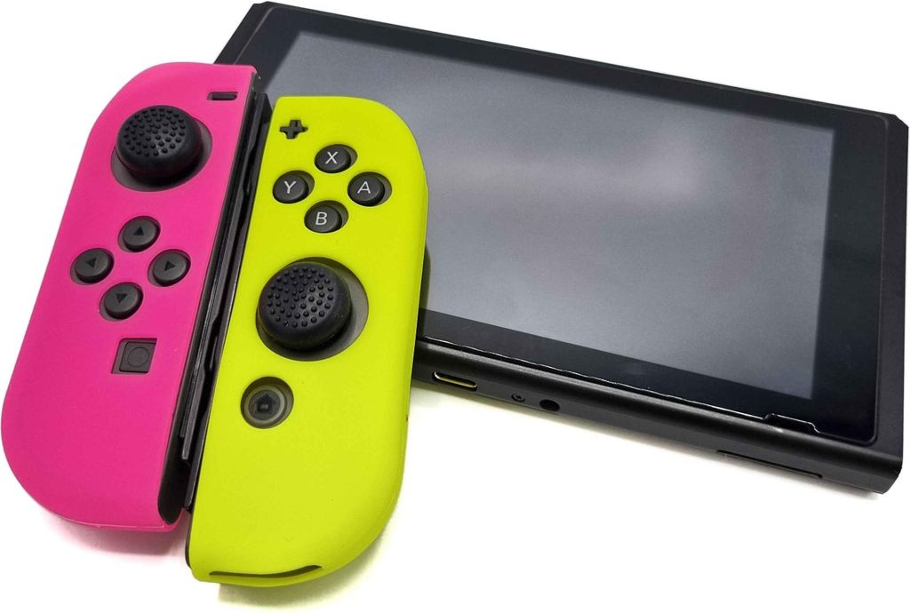Nintendo Switch 1 Hüllen & Skins – Performance-Gaming-Hülle – Soft Grip-Abdeckungen – Rutschfestes Joy-Con-Controller-Zubehör – Rosa/Gelb
