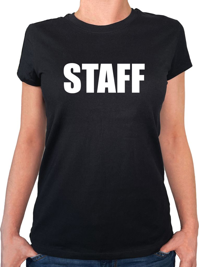 Huuraa Damen T-Shirt Staff Schriftzug XS Black Bio Baumwolle Fairtrade Damenshirt Geschenkidee