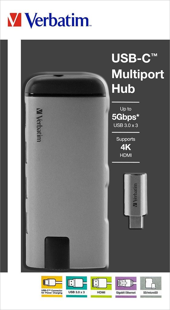Verbatim 49142, USB 3.2 Gen 1 (3.1 Gen 1) Type-C, Čierna, Obrázok produktu 