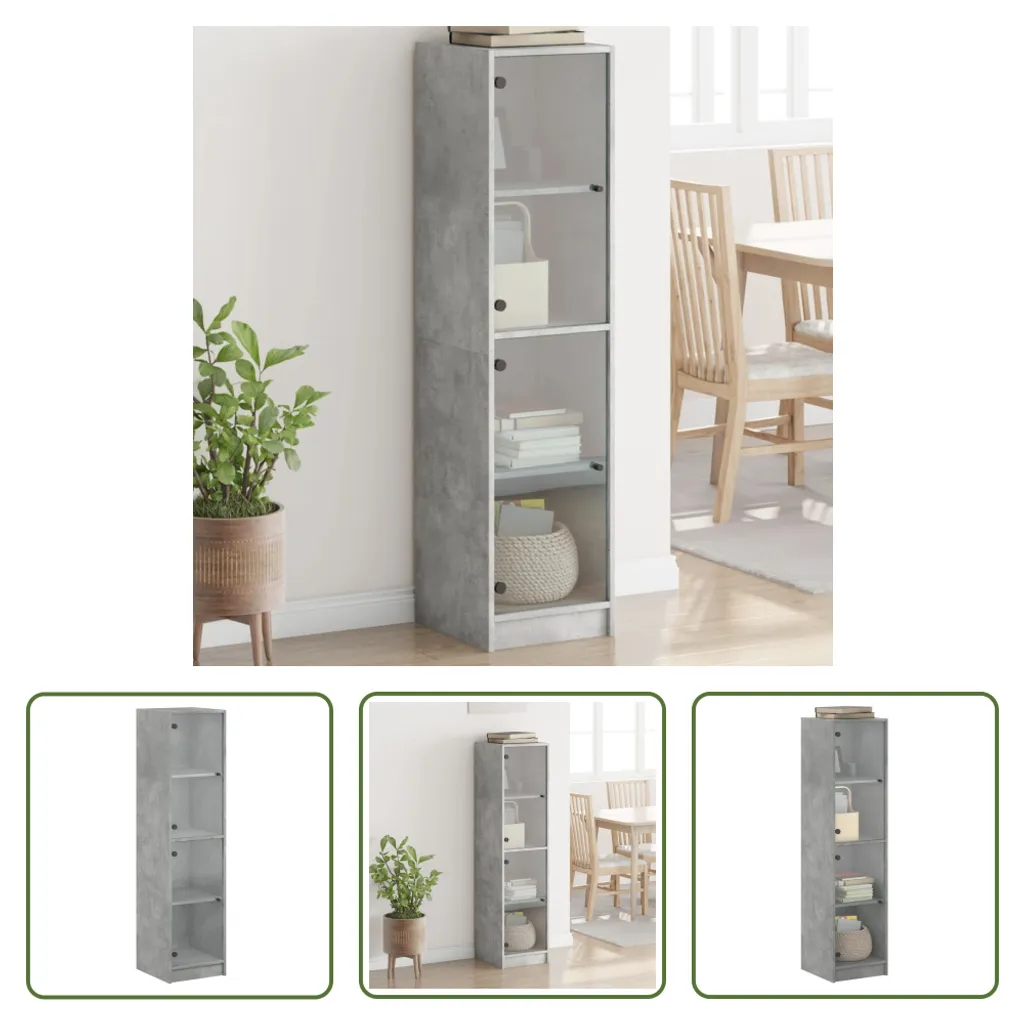 Credenza Grigio Cemento 35x37x142 cm | Vetrina Moderna Living Store