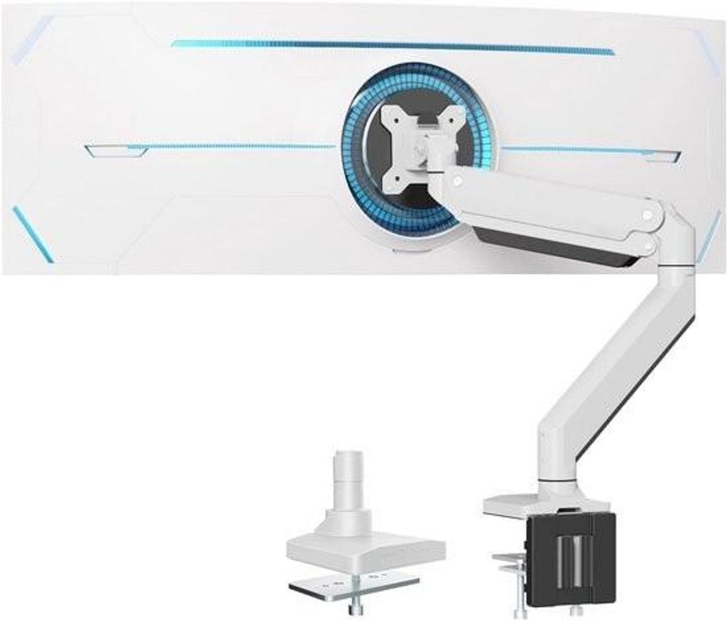Ultrabreiter Monitorarm für Bildschirme von 17" bis 49" – Gasfeder-Vollbewegungsarm, Tragkraft bis 18 kg, VESA-kompatibel