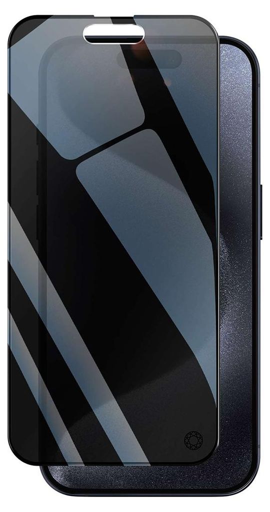 Force Glass, Organische Folie für Apple iPhone 15 Pro 2.5D Spy, Schwarz transparent