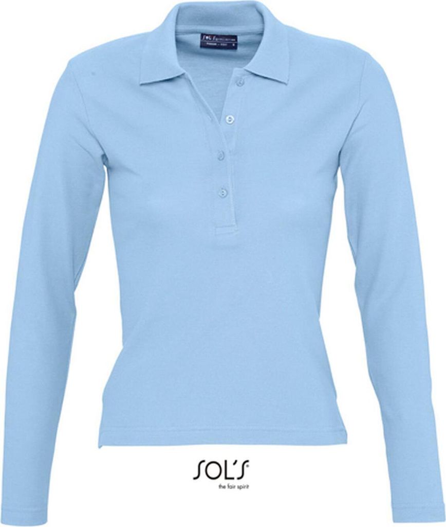 SOLs 11317 | Damen Longsleeve Poloshirt Podium / Vier Knöpfe - Farbe: Sky Blue - Größe: S