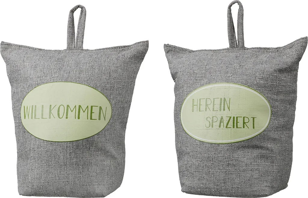 Cale-porte en Tissu Gris 20cm Hereinspaziert - Lot de 2 Butoirs de Style