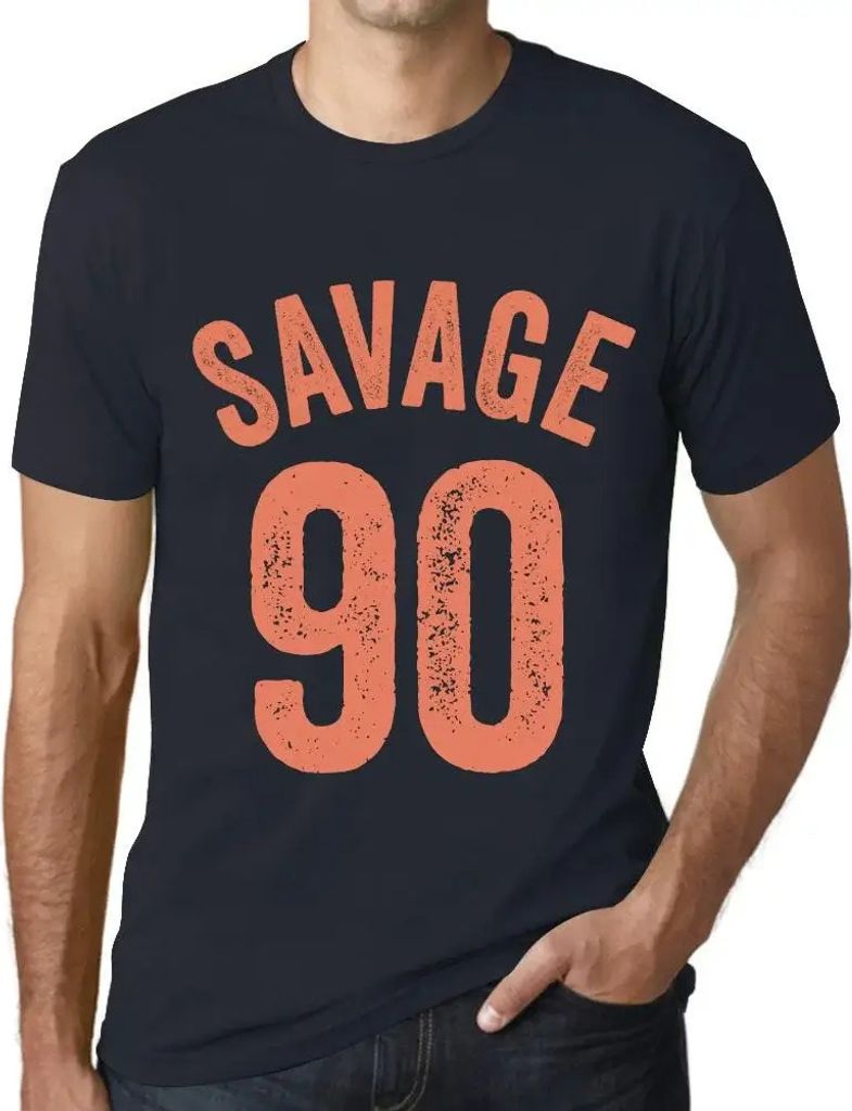 Herren Grafik T-Shirt Savage 90 Geschenk 90. Geburtstag Jahrestag 90 Jahre Jubiläum 90 Jährige Mann Jahrgang 1934 Kurzarm Lustige Druck