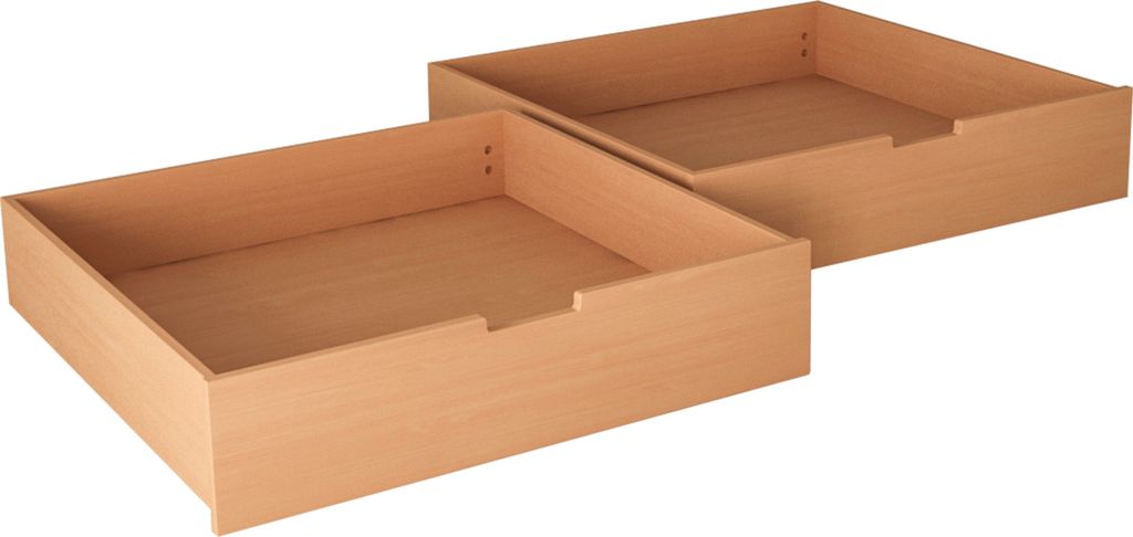 Bubema Schubkasten 2er Schubladenset mit Rollen, natur oder weiß lackiert, Farbe: Natur lackiert