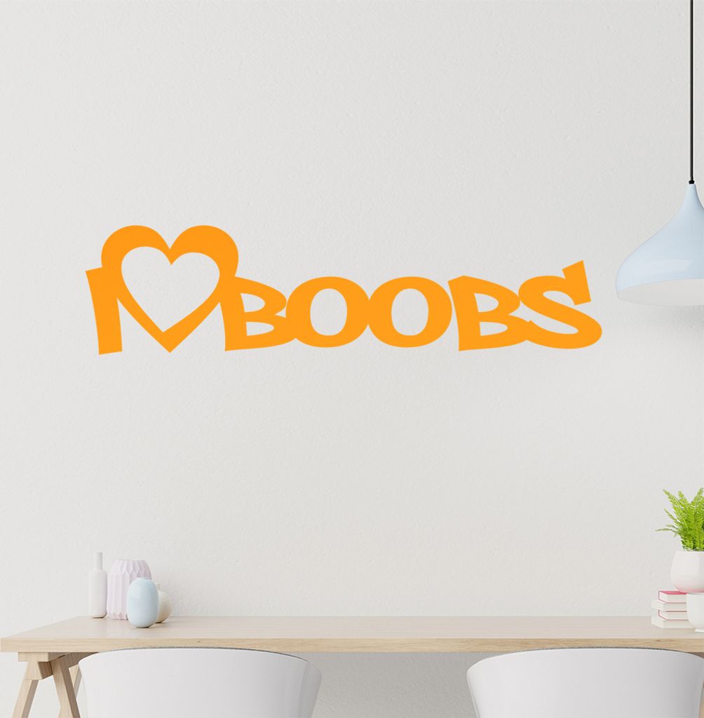 I Love Boobs Wandtattoo in 6 Größen - Wandaufkleber Wall Sticker - Dekoration, Küche, Wohnzimmer, Schlafzimmer, Badezimmer