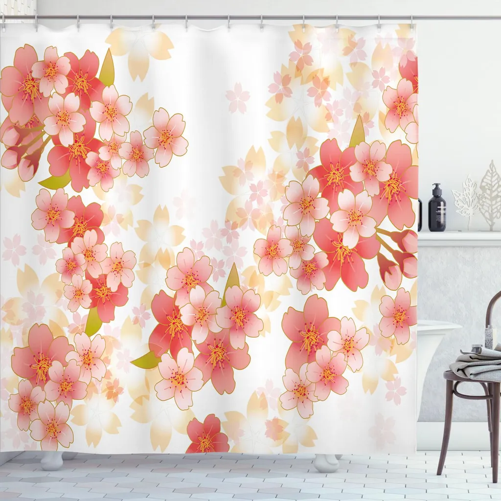 Tenda Bagno Zen ABAKUHAUS Sakura 175x220 cm Poliestere Alta Qualità