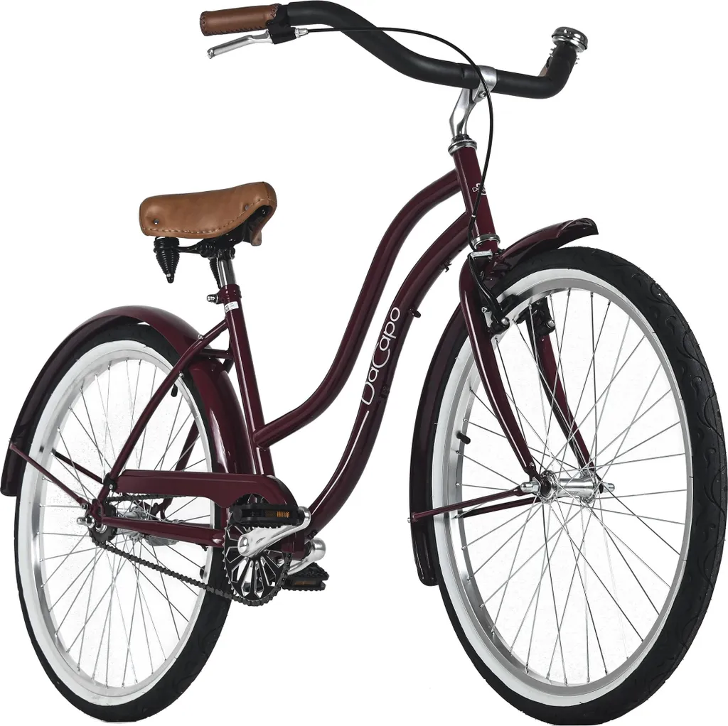 Beach Cruiser Femme Rouge DaCapo 432C avec Cadre 46 cm et Monovitesse