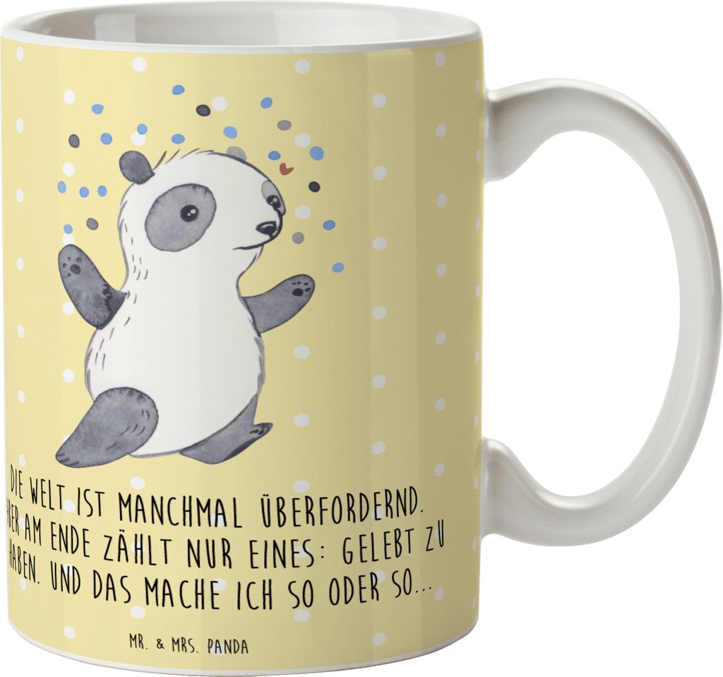 Mr. & Mrs. Panda Kaffeebecher Panda Bipolar - Gelb Pastell - Geschenk, Tasse, Becher, Keramiktasse, Bipolare Störung, Kaffeetasse, schöne