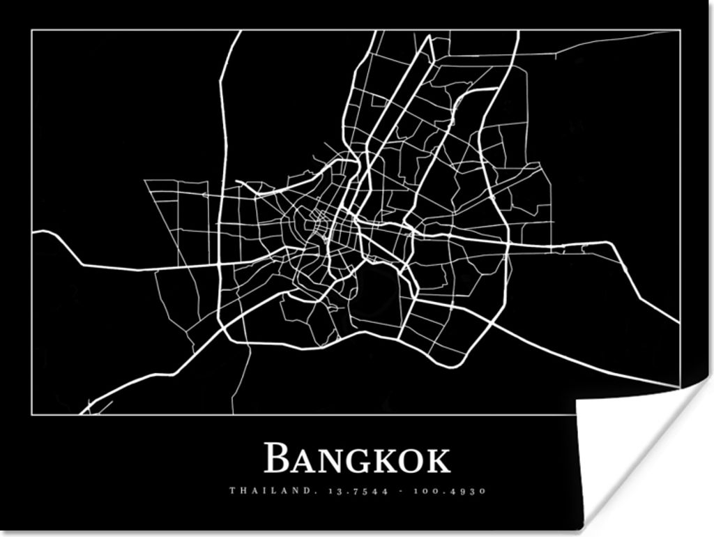 MuchoWow Poster Bangkok - Karte - Stadtplan 160x120 cm - Foto Plakat
