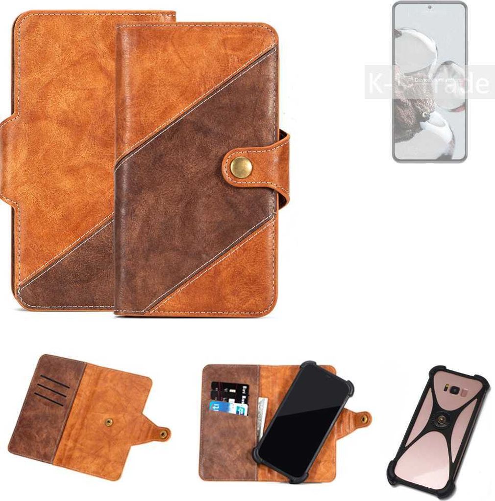 K-S-Trade Handyhülle Schutzhülle Bookstyle Case Wallet-Case kompatibel mit Xiaomi 12T Pro Cover Klapphülle Kantenschutz Smartphone dunkelbraun