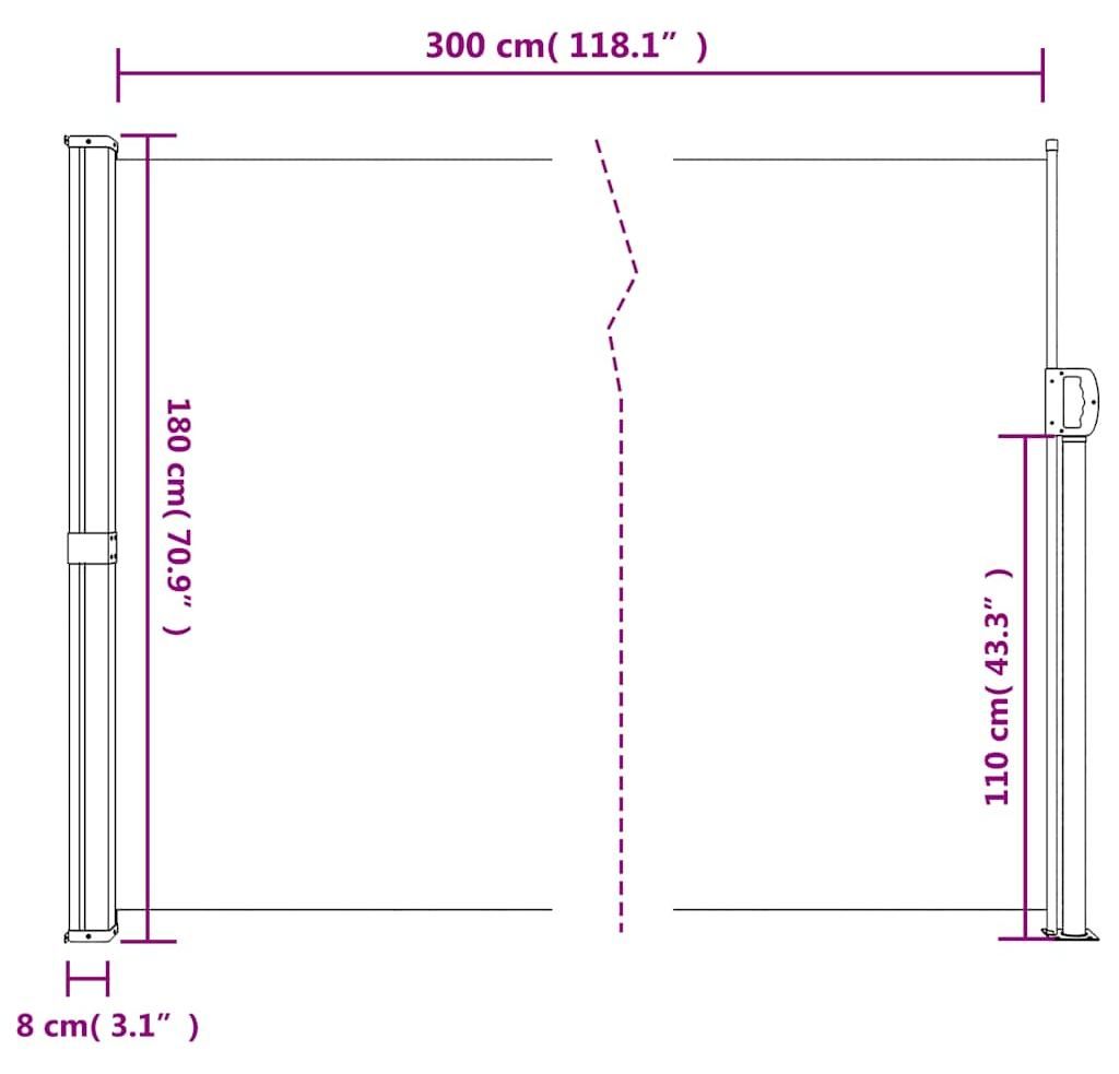 vidaXL, toldo lateral extensible, color beige, 180x300 cm Imagen del producto 