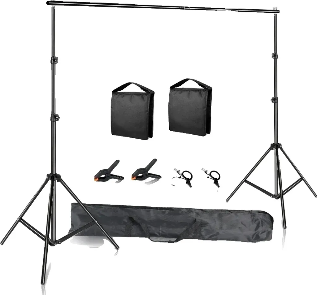 Kit studio photo complet : Support de fond réglable 2,6x3m aluminium