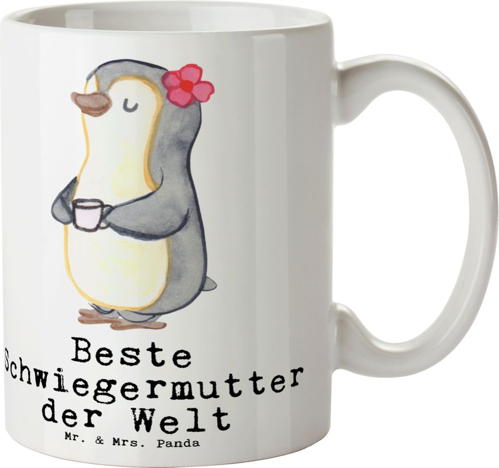 Mr. & Mrs. Panda Kaffeetasse Pinguin Beste Schwiegermutter der Welt - Weiß - Geschenk, Mama, Tasse, Mutter, Schwiegereltern, Pott, Teetasse, Schwi...