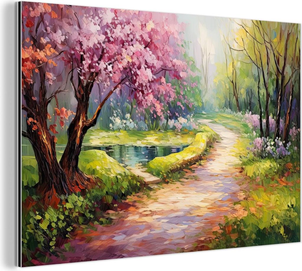 MuchoWow Wanddekoration Metall Metallbild Wandkunst 30x20 cm Aquarell - Natur - Bäume - Kunst - Blumen MuchoWow Aluminium Gemälde - Aluminiumgem...